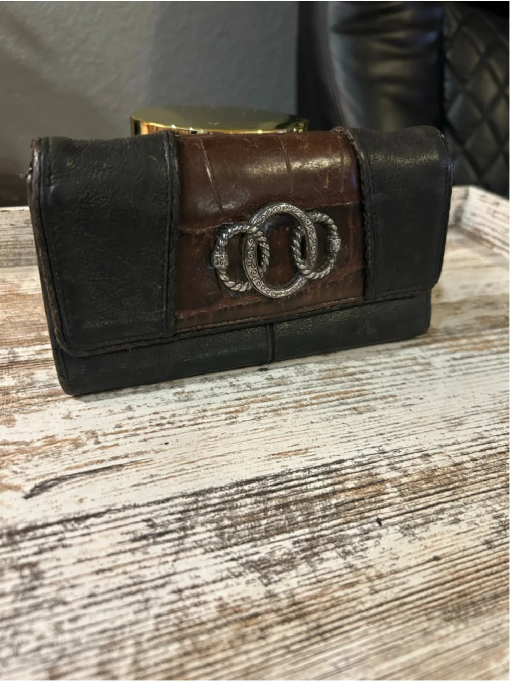 Brighton Leather Wallet/crossbody One Size Black Brown